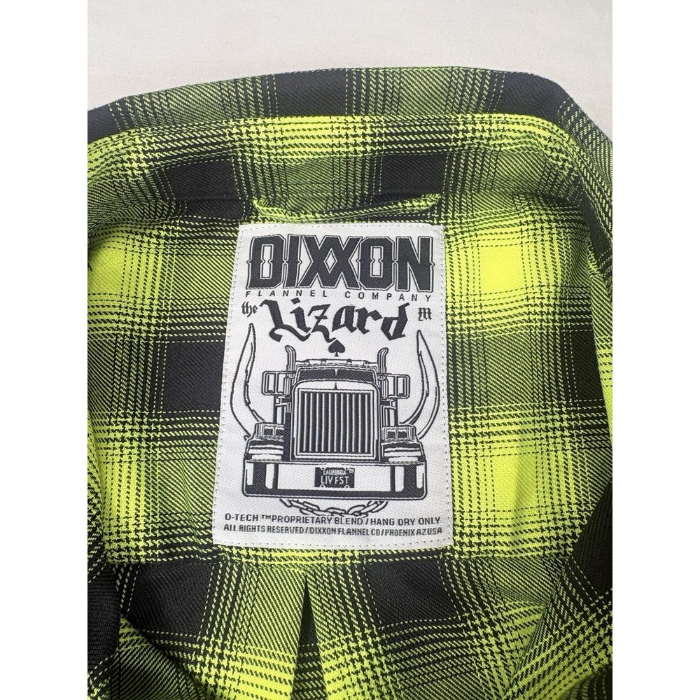 Dixxon Long Sleeve Flannel Button- Up The Lizard Womens Medium Green Black Plaid - Picture 4 of 16